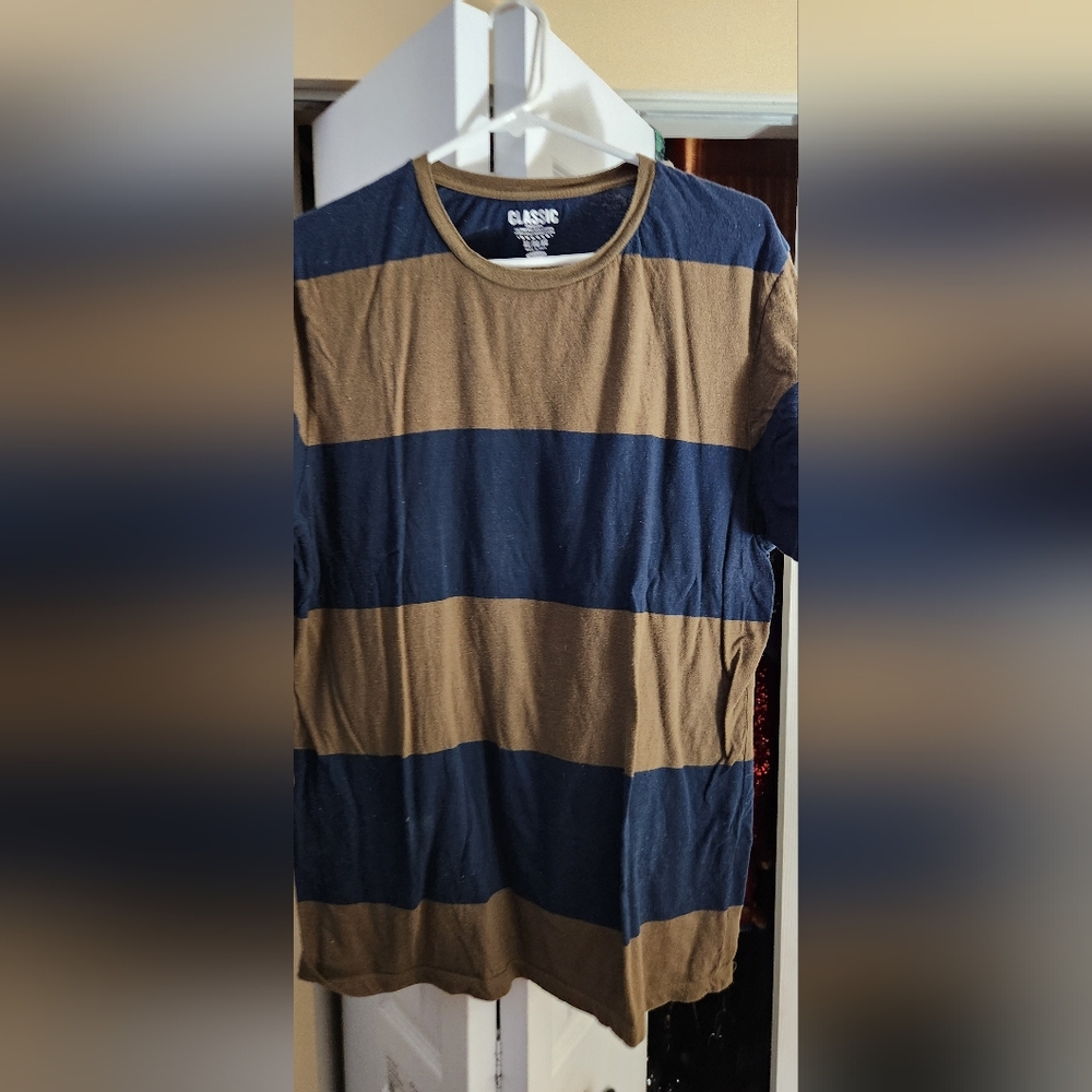 Classic Striped Blue and Brown Men's Shirt